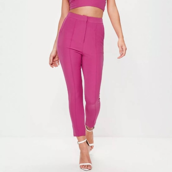 Missguided Pants - Women’s NEW Magenta Tapered Cigarette Pants, 4
